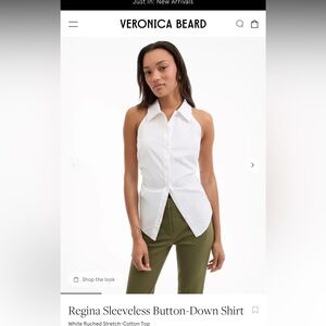 Regina Sleeveless Button-Down Shirt
White Ruched Stretch-Cotton Top